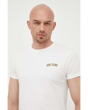 Pepe Jeans t-shirt bawełniany Ronson kolor biały z nadrukiem