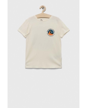 Quiksilver t-shirt bawełniany dziecięcy kolor beżowy z nadrukiem