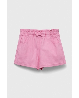 United Colors of Benetton szorty jeansowe dziecięce kolor różowy gładkie