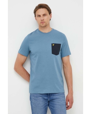 Lyle & Scott t-shirt bawełniany kolor niebieski wzorzysty