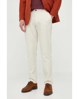 Sisley spodnie bawełniane kolor beżowy dopasowane