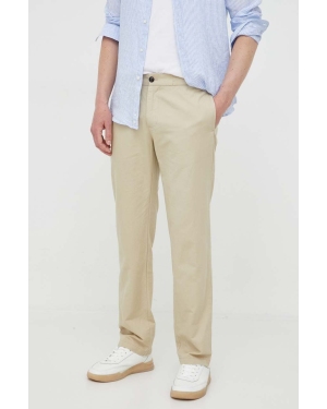 Sisley spodnie z domieszką lnu kolor beżowy proste
