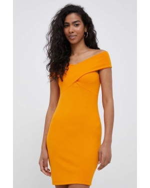 Sisley sukienka kolor pomarańczowy mini dopasowana