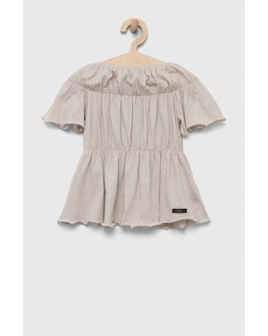 Sisley bluzka bawełniana kolor szary gładka