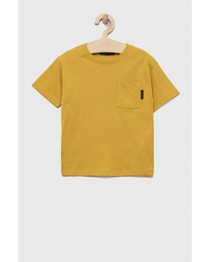 Sisley t-shirt bawełniany dziecięcy kolor żółty z nadrukiem