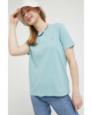 Superdry t-shirt bawełniany kolor turkusowy