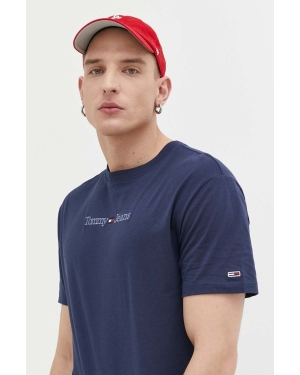 Tommy Jeans t-shirt bawełniany kolor granatowy wzorzysty