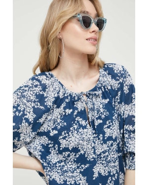 Abercrombie & Fitch bluzka bawełniana damska kolor niebieski wzorzysta