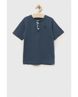 Abercrombie & Fitch t-shirt bawełniany dziecięcy kolor niebieski gładki