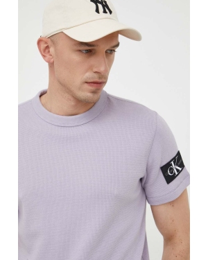 Calvin Klein Jeans t-shirt bawełniany kolor fioletowy z aplikacją