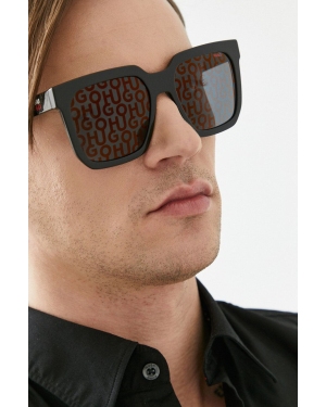 HUGO okulary przeciwsłoneczne męskie kolor czarny