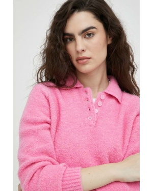 Samsoe Samsoe sweter wełniany damski kolor różowy