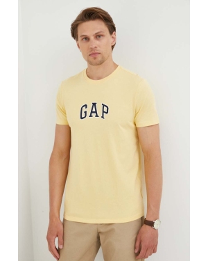 GAP t-shirt bawełniany kolor żółty z aplikacją