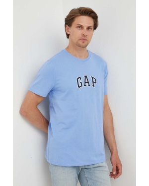 GAP t-shirt bawełniany kolor niebieski z aplikacją