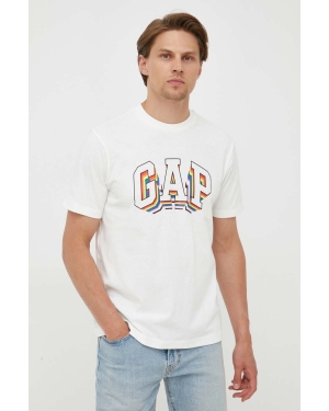 GAP t-shirt bawełniany kolor biały z nadrukiem