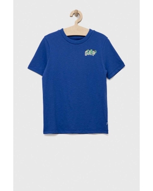 GAP t-shirt bawełniany dziecięcy kolor niebieski z nadrukiem