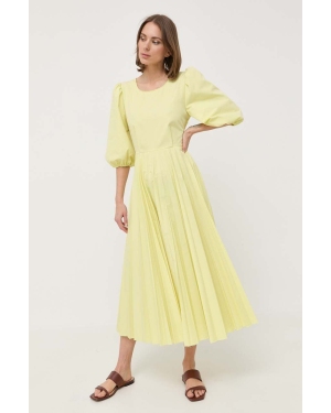 Beatrice B sukienka kolor żółty midi rozkloszowana