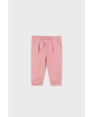 Mayoral spodnie niemowlęce kolor różowy gładkie