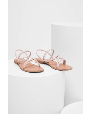 Answear Lab sandały skórzane damskie kolor różowy