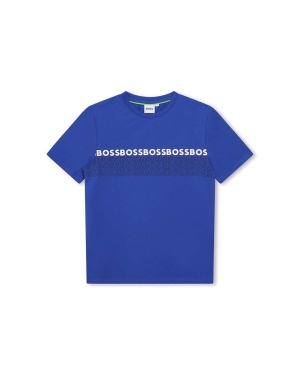BOSS t-shirt dziecięcy kolor niebieski z nadrukiem