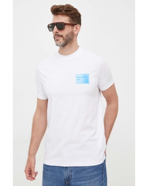 Karl Lagerfeld t-shirt męski kolor biały z aplikacją
