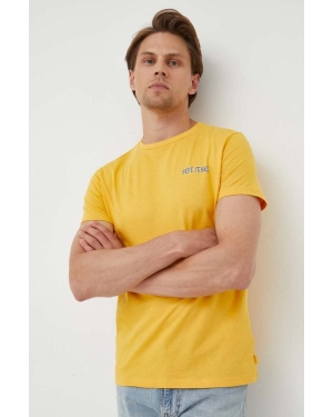 Pepe Jeans t-shirt bawełniany kolor żółty z nadrukiem