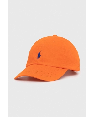 Polo Ralph Lauren czapka z daszkiem bawełniana kolor pomarańczowy gładka 211912843