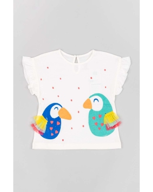 zippy t-shirt bawełniany niemowlęcy kolor biały