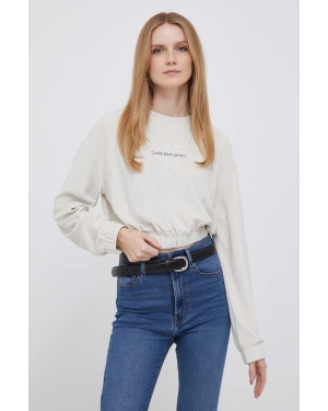 Calvin Klein Jeans bluza damska kolor beżowy gładka