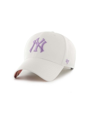 47 brand czapka z daszkiem z domieszką wełny MLB New York Yankees kolor biały z aplikacją B-DGLMU17GWP-WH