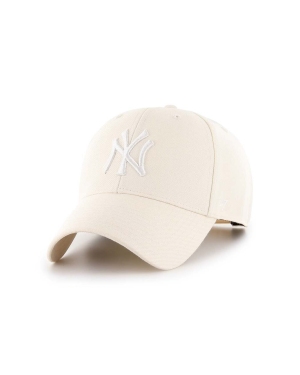 47brand czapka z daszkiem z domieszką wełny MLB New York Yankees kolor beżowy z aplikacją