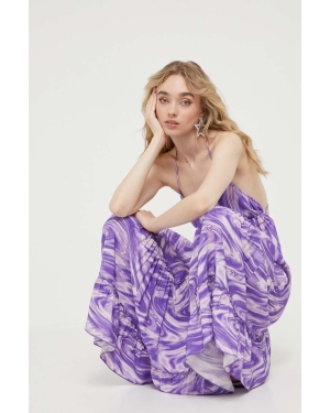 Rotate sukienka kolor fioletowy maxi rozkloszowana