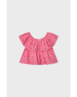 Mayoral bluzka bawełniana dziecięca kolor różowy gładka