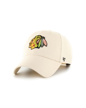 47brand czapka z daszkiem z domieszką wełny NHL Chicago Blackhawks kolor beżowy z aplikacją