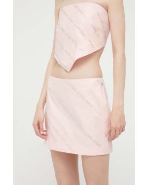 Rotate spódnica bawełniana kolor różowy mini prosta