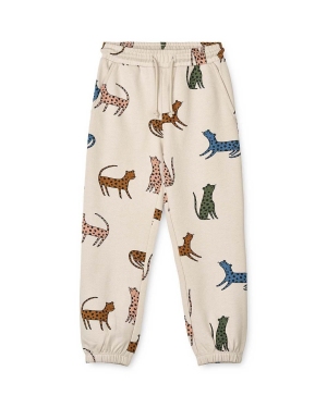 Liewood spodnie dresowe bawełniane dziecięce kolor beżowy wzorzyste