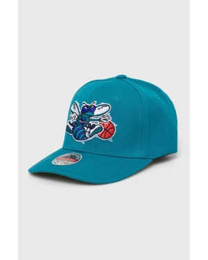 Mitchell&Ness czapka z daszkiem z domieszką wełny Charlotte Hornets kolor turkusowy z aplikacją