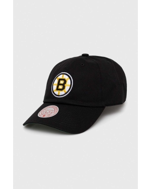 Mitchell&Ness czapka z daszkiem bawełniana Boston Briuns kolor czarny z aplikacją
