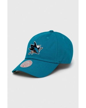 Mitchell&Ness czapka z daszkiem bawełniana San Jose Sharks kolor turkusowy z aplikacją
