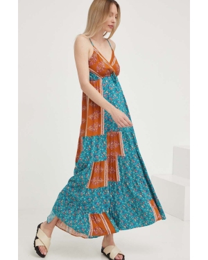 Answear Lab sukienka kolor turkusowy maxi rozkloszowana