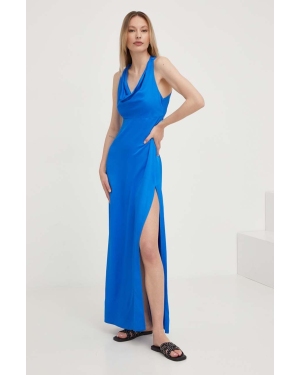 Answear Lab sukienka kolor niebieski maxi dopasowana