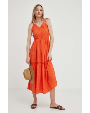 Answear Lab sukienka kolor pomarańczowy maxi rozkloszowana
