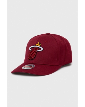 Mitchell&Ness czapka z daszkiem z domieszką wełny Miami Heat kolor bordowy z aplikacją