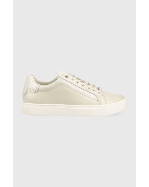 Calvin Klein sneakersy skórzane CLEAN CUP LACE UP-NA kolor beżowy HW0HW01592