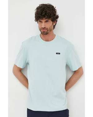 Calvin Klein t-shirt bawełniany kolor niebieski z aplikacją