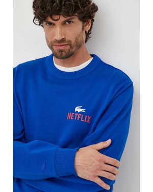 Lacoste bluza bawełniana x Netflix męska kolor granatowy wzorzysta SH7717-JQ0