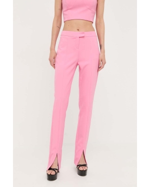Morgan spodnie damskie kolor różowy proste medium waist