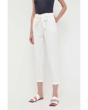 Morgan spodnie damskie kolor biały fason chinos high waist