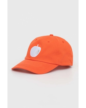 United Colors of Benetton czapka z daszkiem bawełniana kolor pomarańczowy z aplikacją