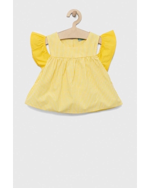 United Colors of Benetton bluzka bawełniana dziecięca kolor żółty wzorzysta